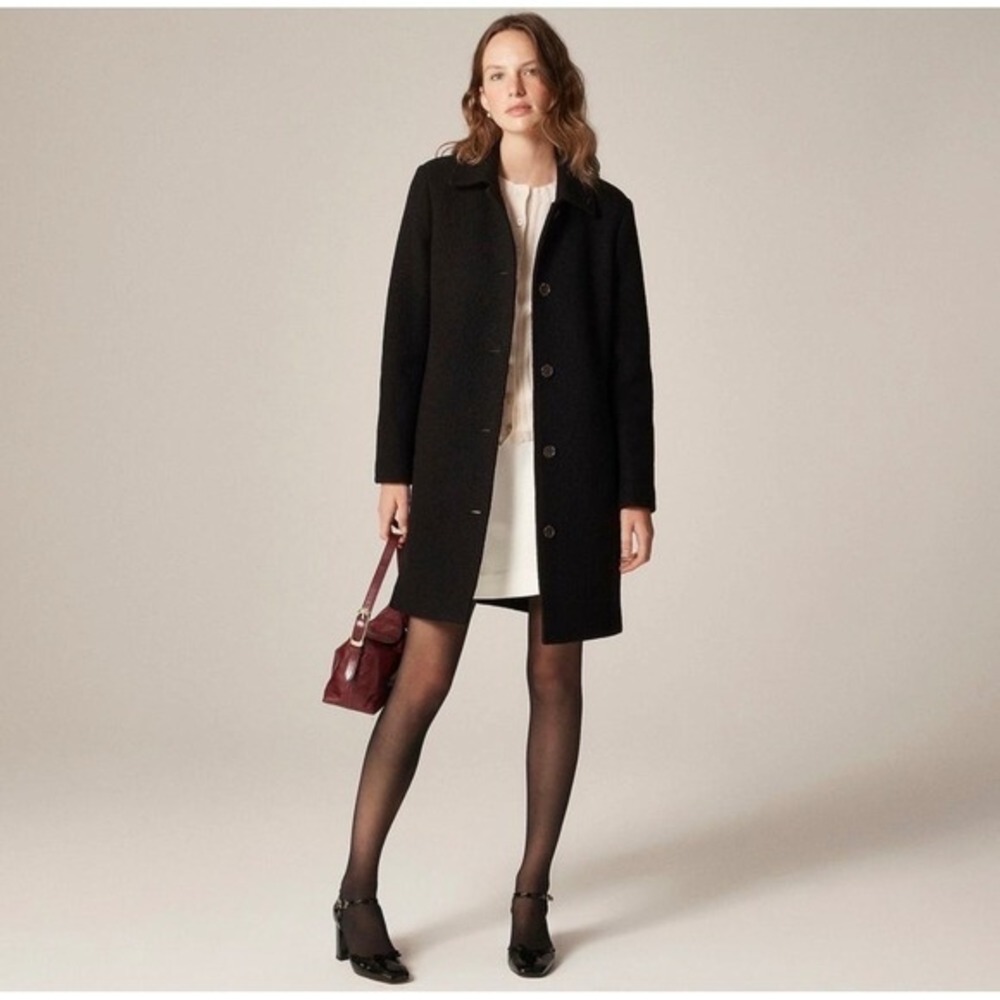 NEW J. Crew Car Coat in‎ Italian Boiled Wool Black Size 00 CM730
